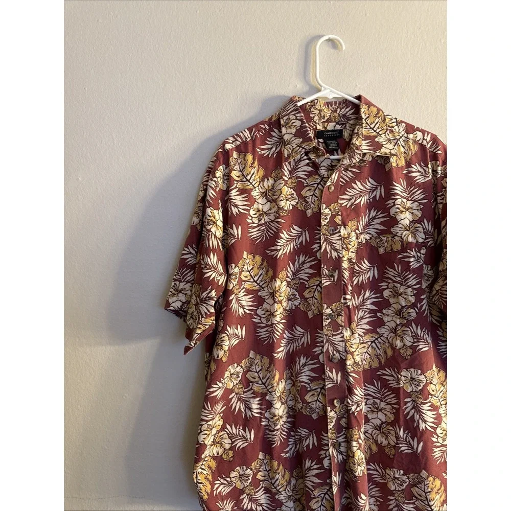 Vintage Cambridge Classic Hawaiian  Shirt Men's X Large Button Down Floral Beach